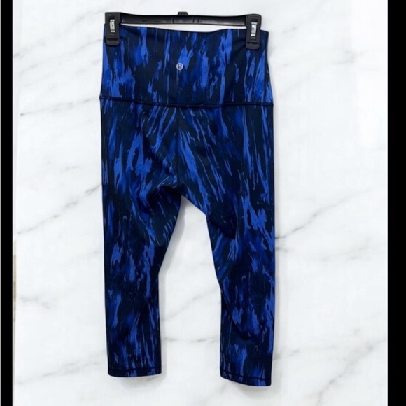 Lululemon Athletica Blue Patterned Leggings High-Rise Stretch - Picture 1 of 5